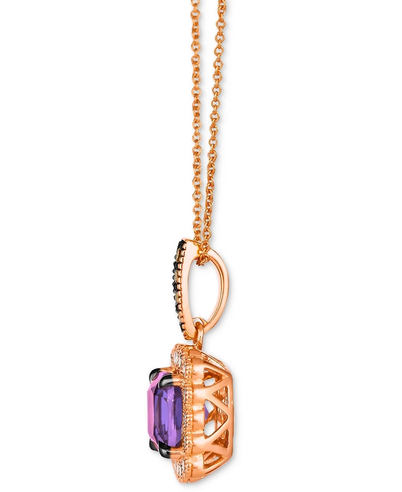 Le Vian Grape Amethyst (2-1/8 ct. t.w.) & Diamond (3/8 ct. t.w.) Halo Pendant Necklace in 14k Rose Gold, 18" + 2" extender