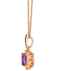 Le Vian Grape Amethyst (2-1/8 ct. t.w.) & Diamond (3/8 ct. t.w.) Halo Pendant Necklace in 14k Rose Gold, 18" + 2" extender