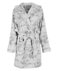 MeMoi Women's Marble Luxe Fleece Plush Pom Robe