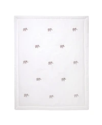 Lambs & Ivy Signature Elephant Creamy White Linen Embroidered Baby Crib Quilt