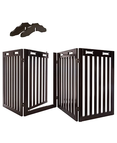 Arf Pets 4-Panel Freestanding Dog Gate, Retractable Pet Gate W/Door