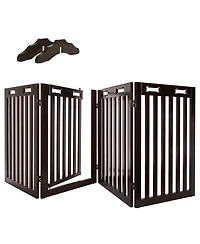 Arf Pets 4-Panel Freestanding Dog Gate, Retractable Pet Gate W/Door