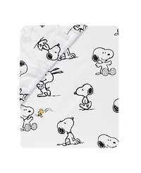 Lambs & Ivy Baby Classic Snoopy 100% Cotton White/Black Fitted Crib Sheet