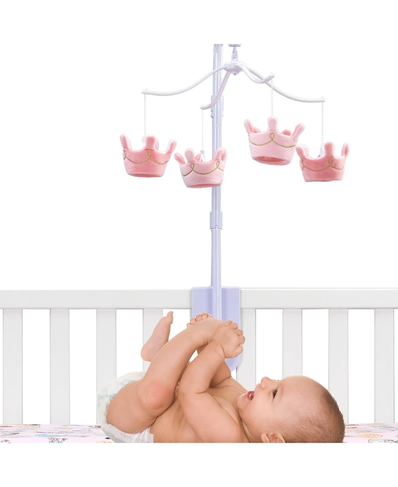 Lambs & Ivy Disney Princesses Pink Crown Musical Baby Crib Mobile Soother Toy