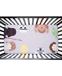 Lambs & Ivy Star Wars Galaxy Cotton Fitted Crib Sheet - Yoda/Darth Vader/R2D2