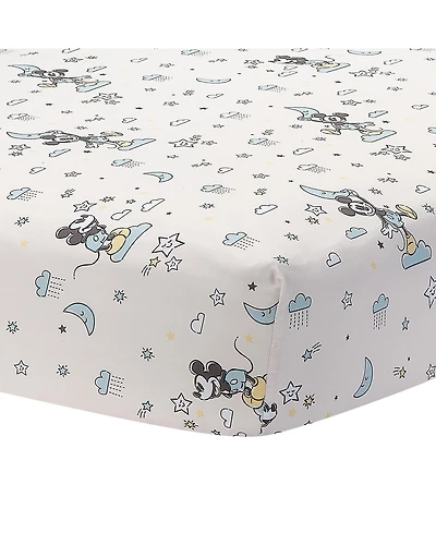 Lambs & Ivy Disney Baby Moonlight Mickey Mouse Fitted Crib Sheet - White