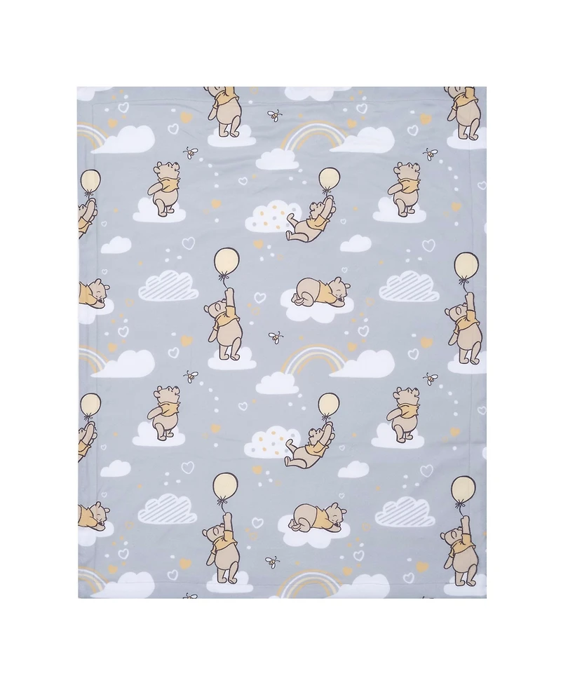 Lambs & Ivy Baby Disney Hunny Bear Winnie the Pooh Gray Soft Faux Shearling Blanket