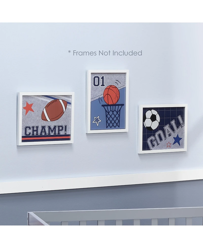 Lambs & Ivy Baby Sports 3 Piece Unframed Nursery/Child Wall Art 11" X 14"