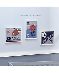 Lambs & Ivy Baby Sports 3 Piece Unframed Nursery/Child Wall Art 11" X 14"