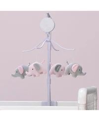 Bedtime Originals Eloise Pink/Gray Elephant Musical Baby Crib Mobile