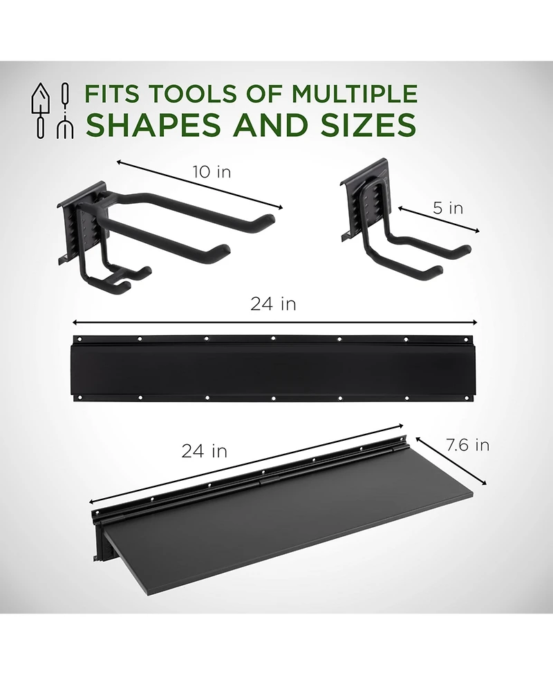Raxgo Wall-Mounted Tool Racks with Storage Shelves and Hooks