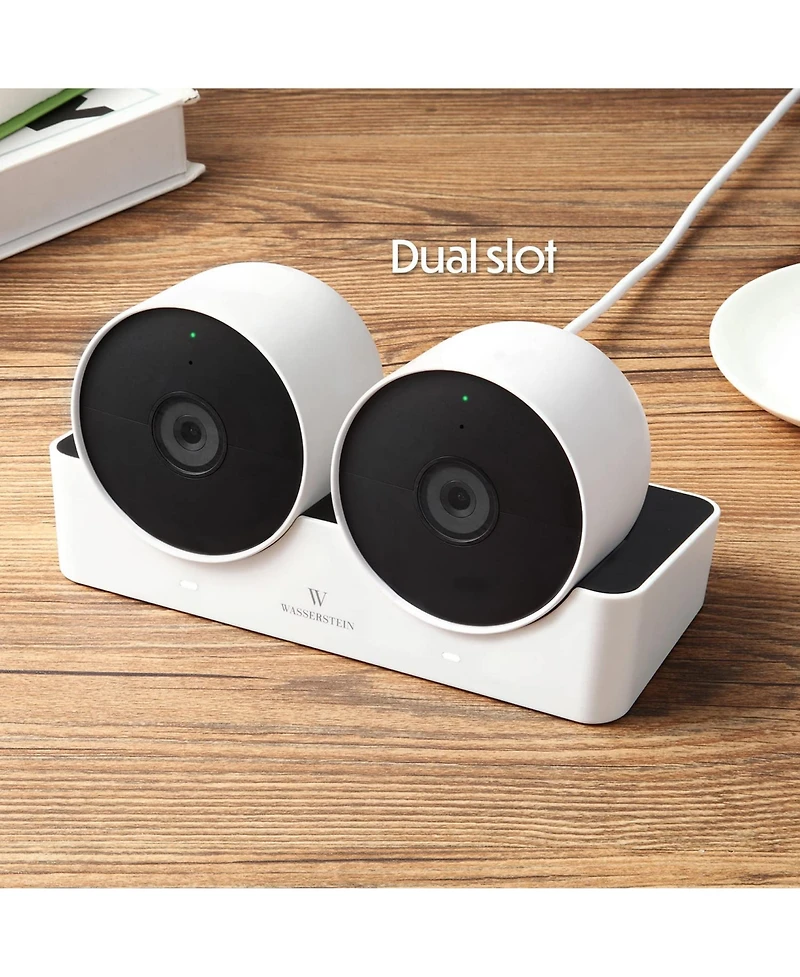 Wasserstein Charging Station Compatible with Google Nest Cam Outdoor or Indoor, Battery - Dual Charging Slot for Nest Cam (Nest Cam Not Included)