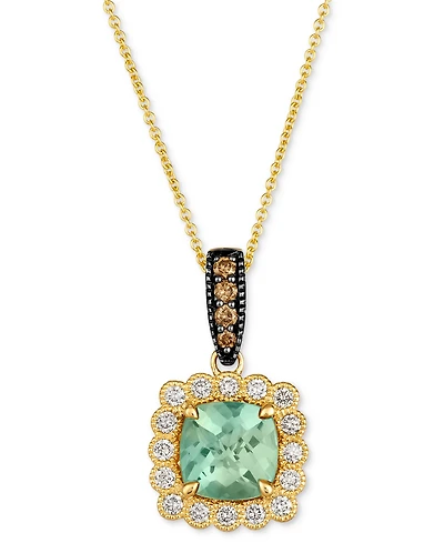 Le Vian Mint Julep Quartz (2-1/6 ct. t.w.) & Diamond (3/8 ct. t.w.) Halo Pendant Necklace in 14k Gold, 18" + 2" extender