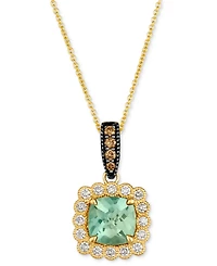 Le Vian Mint Julep Quartz (2-1/6 ct. t.w.) & Diamond (3/8 ct. t.w.) Halo Pendant Necklace in 14k Gold, 18" + 2" extender