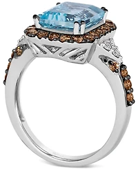 Le Vian Couture Sea Blue Aquamarine (2-1/2 ct. t.w.), Chocolate Diamonds (5/8 ct. t.w.) & Nude Diamonds (1/10 ct. t.w.) Square Halo Ring in Platinum