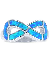 Lab-Grown Opal Inlay Infinity Ring Sterling Silver