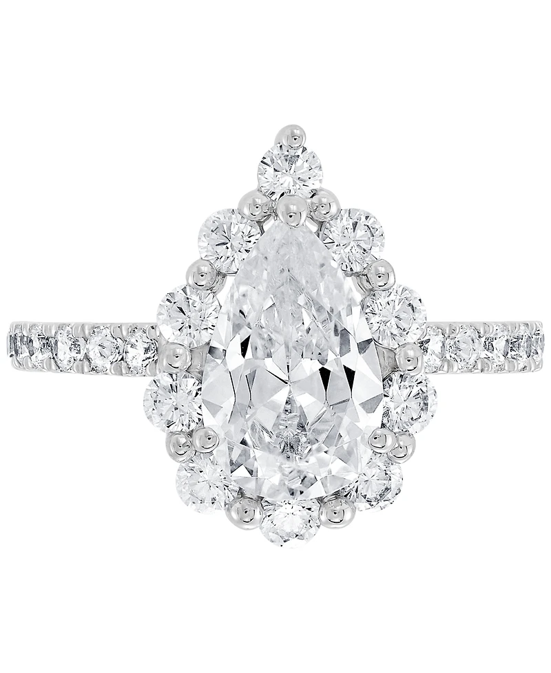 Grown With Love Igi Certified Lab Diamond Pear-Cut Halo Engagement Ring (3 ct. t.w.) 14k White Gold