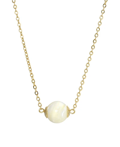2028 Gold Tone Cultured Mother of Pearl Shell Bead Necklace