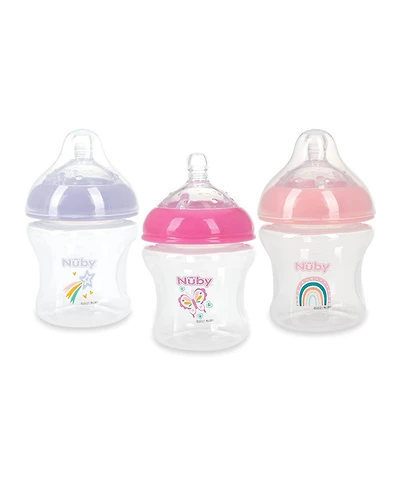 Nuby Baby Baby Bottles with Slow Flow Nipple, 3 Pack, 6oz