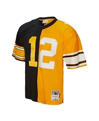 Men's Mitchell & Ness Terry Bradshaw Black and Gold Pittsburgh Steelers 1976 Split Legacy Replica Jersey
