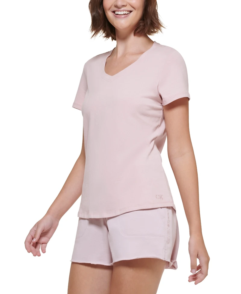 Calvin Klein Performance Embroidered V-Neck Logo T-Shirt