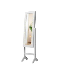 Costway Mirrored Jewelry Cabinet Organizer w/18 Led lights