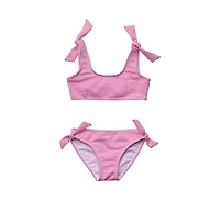 Snapper Rock Big Girls Toddler|Child Raspberry Stripe Tie Crop Bikini