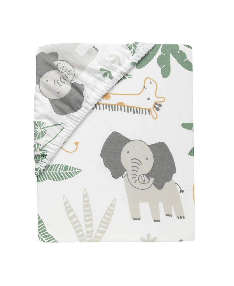 Lambs & Ivy Baby Jungle Friends 100% Cotton Safari Animals Fitted Crib Sheet