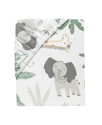 Lambs & Ivy Baby Jungle Friends 100% Cotton Safari Animals Fitted Crib Sheet