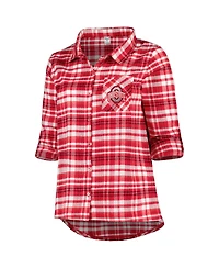 Women's Scarlet Ohio State Buckeyes Plus Mainstay Long Sleeve Button-Up Shirt