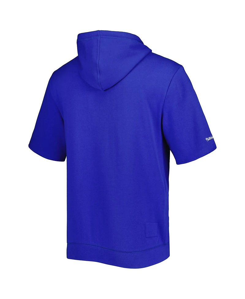 Men's Mitchell & Ness Royal New England Patriots Washed Short Sleeve Pullover Hoodie