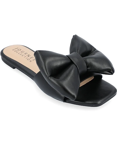 Journee Collection Women's Fayre Oversized Bow Flat Sandals