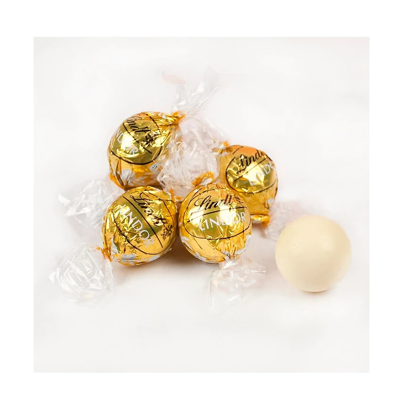 Just Candy 50th Birthday Candy Gift Tin with Chocolate Lindor Truffles by Lindt Large Plastic Tin with Sticker, 24 Pieces