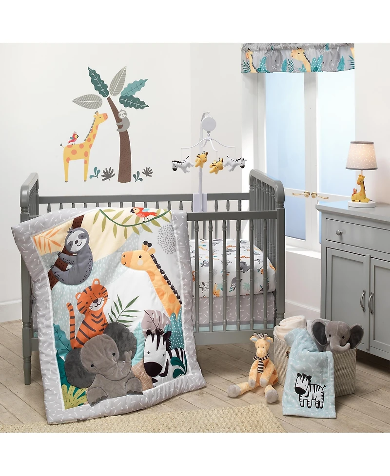 Bedtime Originals Baby Mighty Jungle Animals 3-Piece Nursery Crib Bedding Set