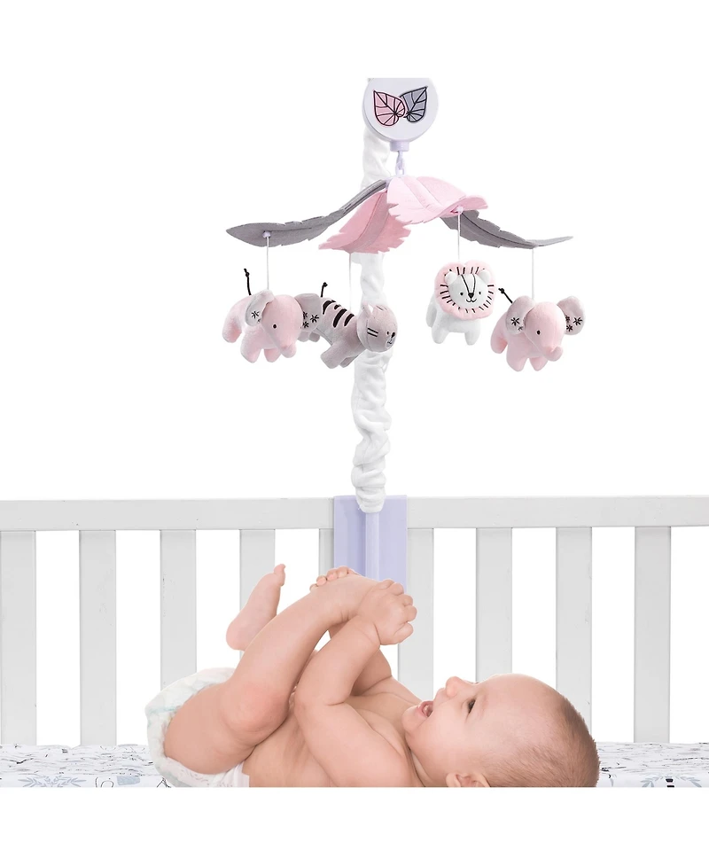 Lambs & Ivy Happy Jungle Musical Baby Crib Mobile Safari Animals Soother Toy