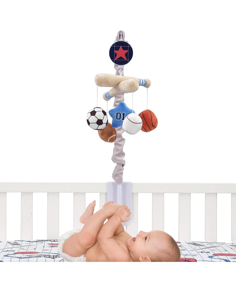 Lambs & Ivy Baby Sports Musical Baby Crib Mobile Soother Toy - Gray