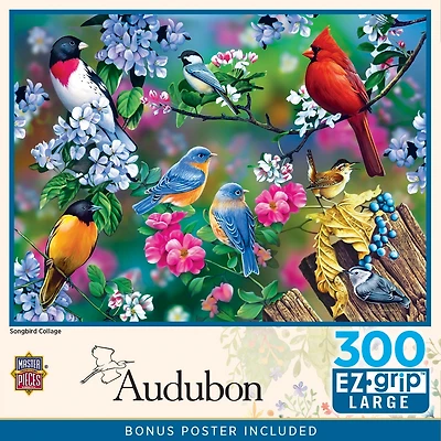 Masterpieces Audubon Songbird Collage 300 Piece Ez Grip Jigsaw Puzzle