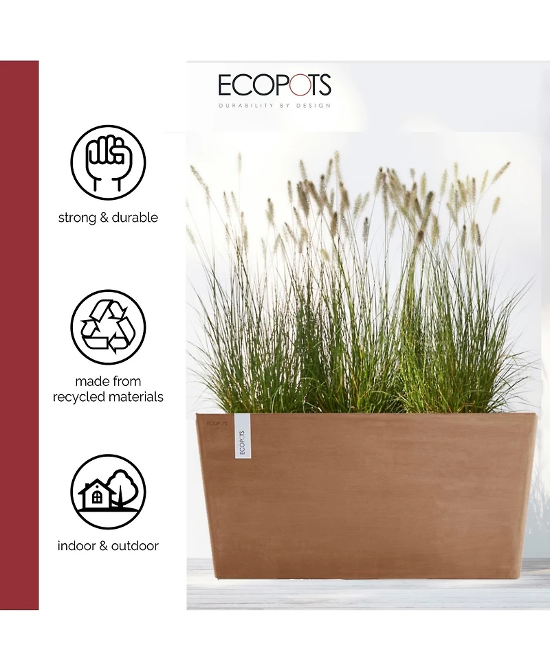Ecopots Paris Durable Modern Plastic Rectangular Planter