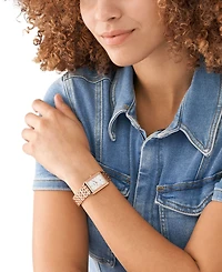 Fossil Women's Raquel Three-Hand Date Rose Gold-Tone Stainless Steel Bracelet Watch, 23mm