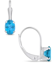Macy's Gemstone Leverback Earrings 10K White Gold