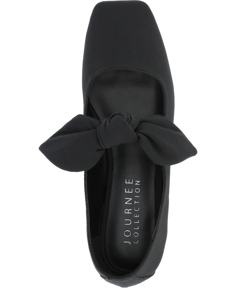 Journee Collection Women's Seralinn Bow Square Toe Flats