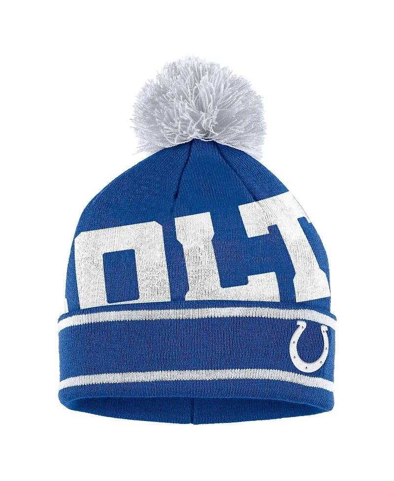 Women's Wear by Erin Andrews Royal Indianapolis Colts Double Jacquard Cuffed Knit Hat with Pom and Gloves Set
