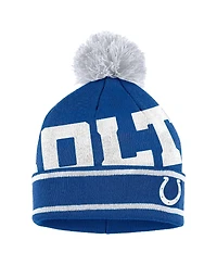 Women's Wear by Erin Andrews Royal Indianapolis Colts Double Jacquard Cuffed Knit Hat with Pom and Gloves Set