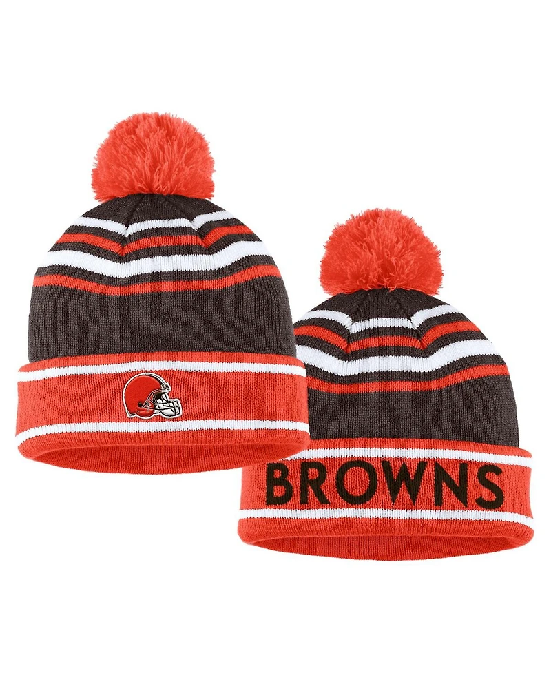 Women's Wear by Erin Andrews Orange Cleveland Browns Colorblock Cuffed Knit Hat with Pom and Scarf Set