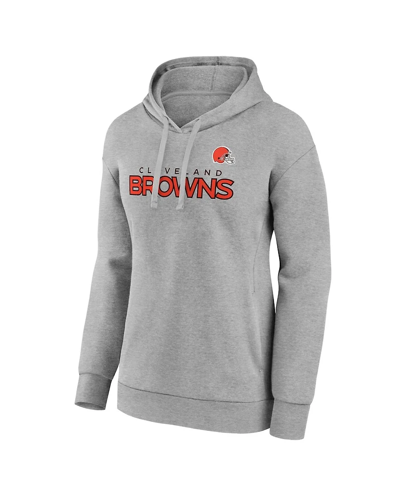 Women's Fanatics Heathered Gray Cleveland Browns Checklist Crossover V-Neck Pullover Hoodie
