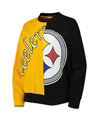 Women's Mitchell & Ness Black, Gold Pittsburgh Steelers Big Face Pullover Sweatshirt