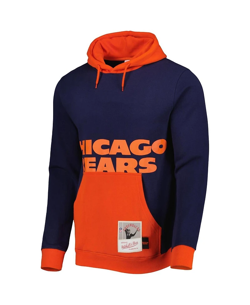 Men's Mitchell & Ness Navy Chicago Bears Big Face 5.0 Pullover Hoodie
