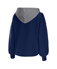 Women's Wear by Erin Andrews Navy Dallas Mavericks Pieced Quarter-Zip Hoodie Jacket