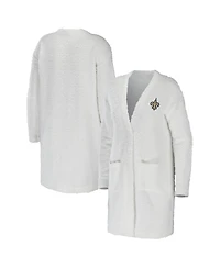 Women's Wear by Erin Andrews Cream New Orleans Saints Cozy Lounge Cardigan Sweater