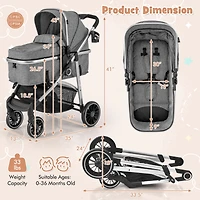 Costway Baby 2 in 1 Convertible Stroller High Landscape